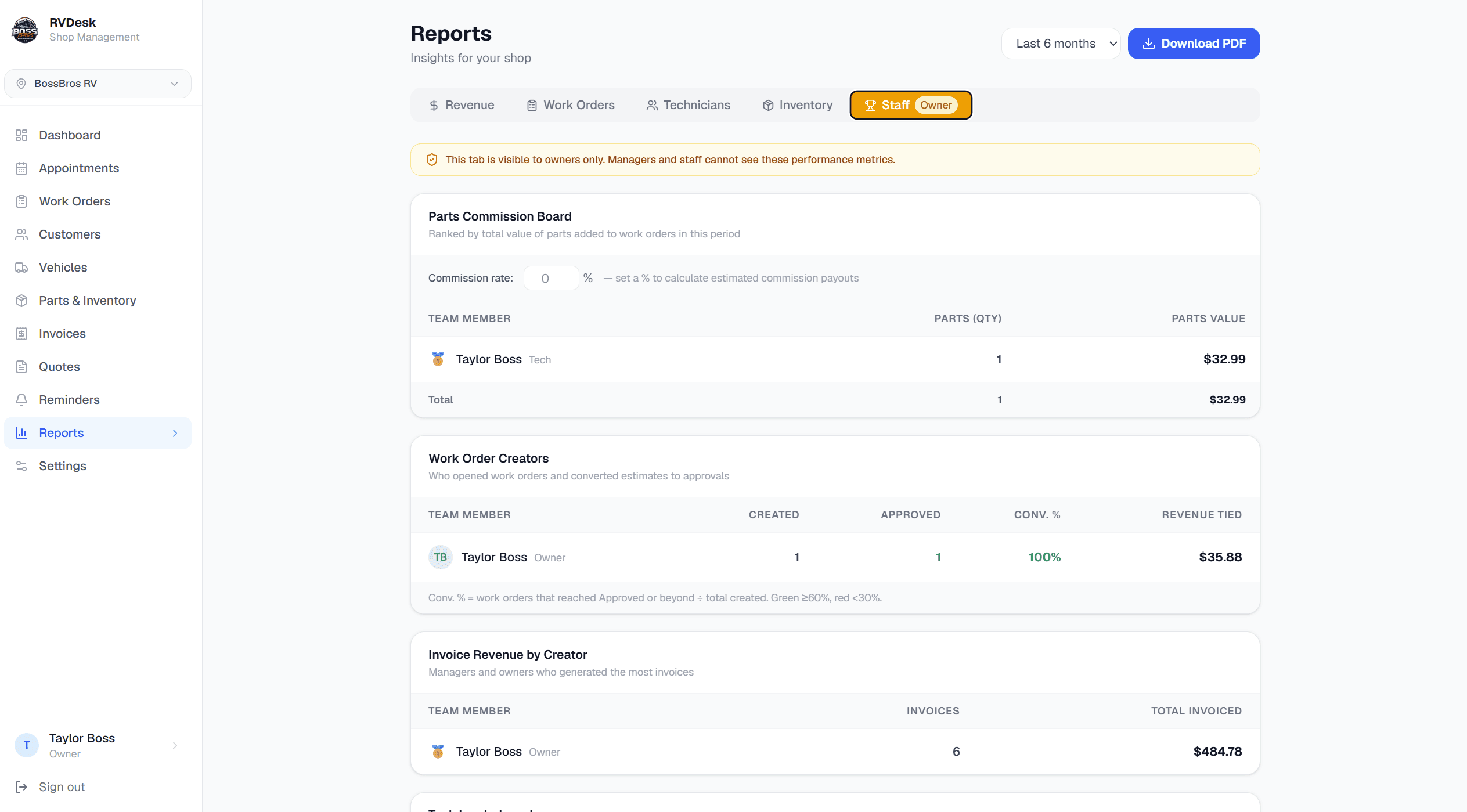 View reports — RVDesk step 10