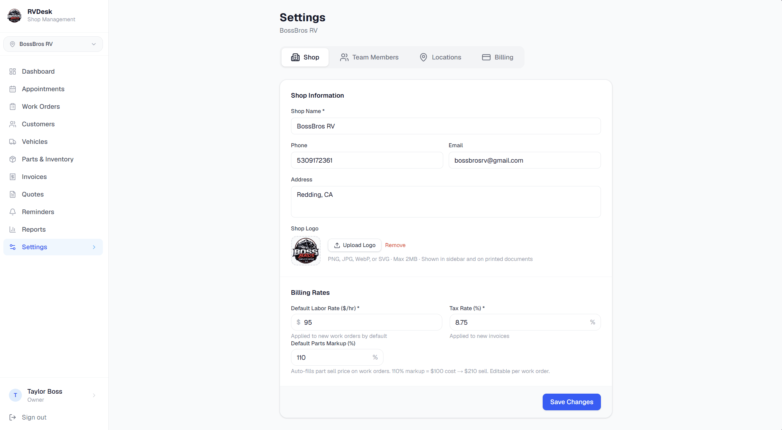 Set up your shop profile — RVDesk step 02